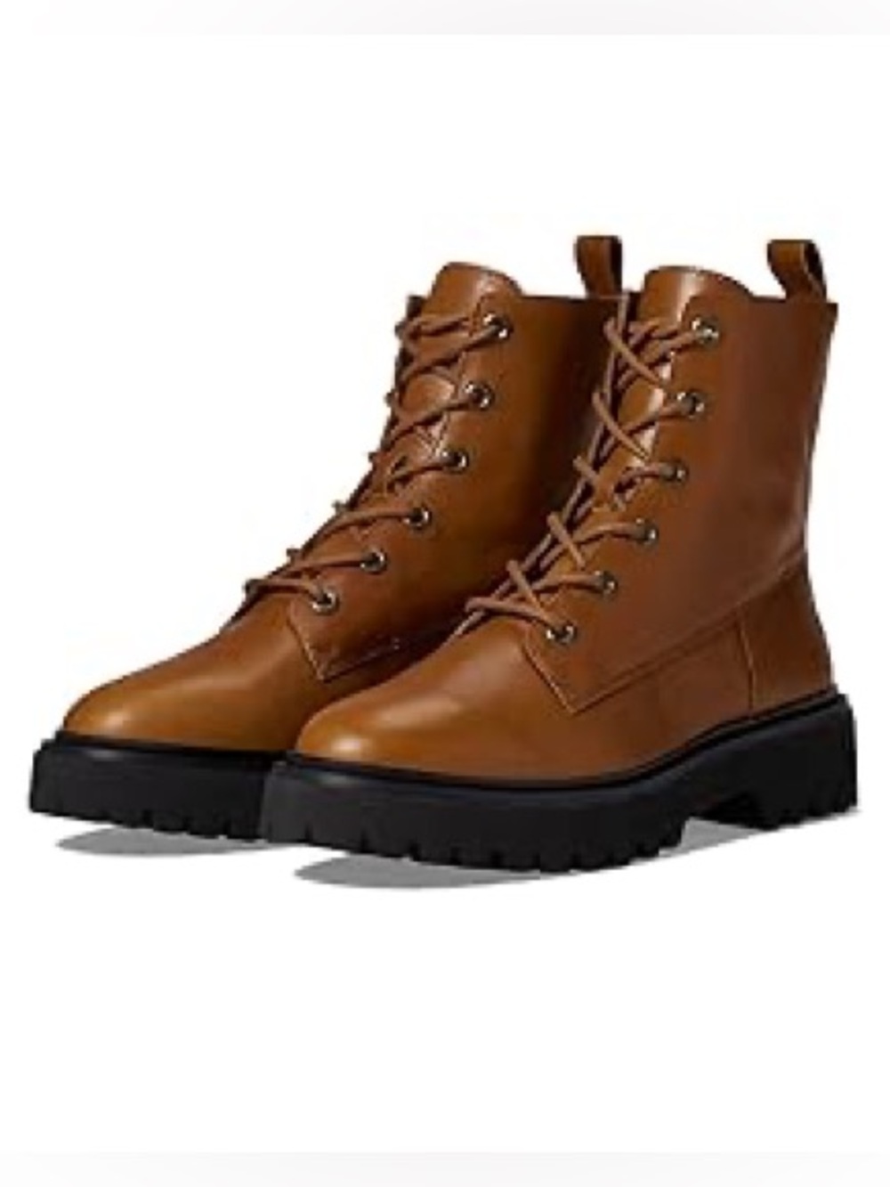 New Madewell Rayna Lace Up Boot Leather Round Toe Silhouette English Saddle 9.5M